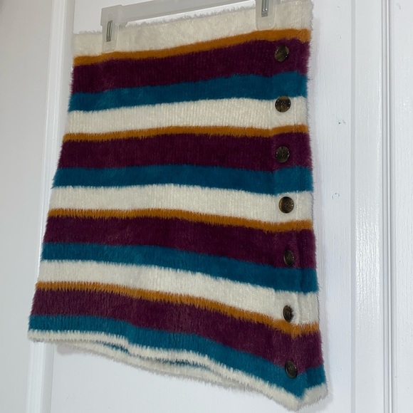 NWT Free People Ciara Sweater Mini Buttoned Striped Fig Jam Skirt Size Small - Picture 7 of 11